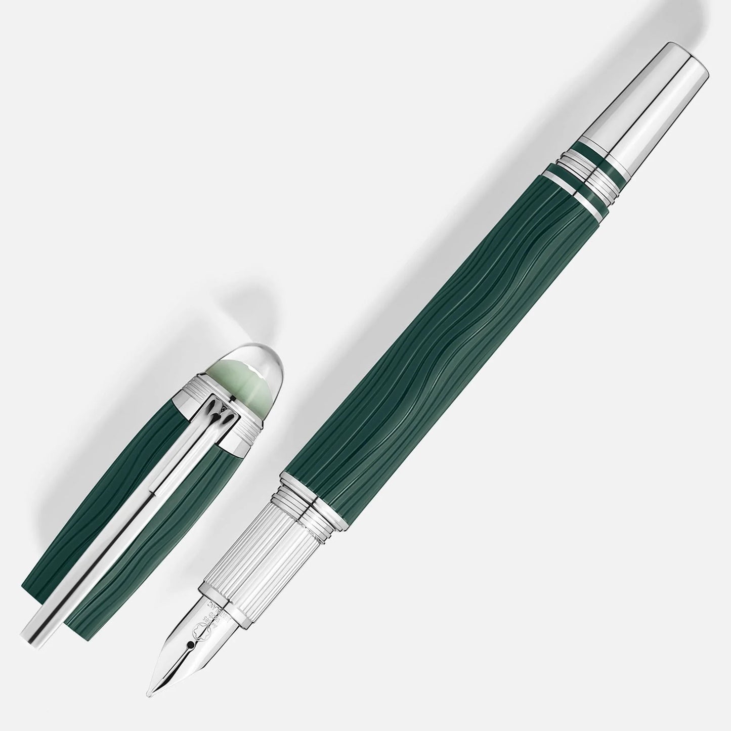 Montblanc Starwalker Polargreen fountain pen with wavy barrel and silver-plated metal details Northern Lights collection