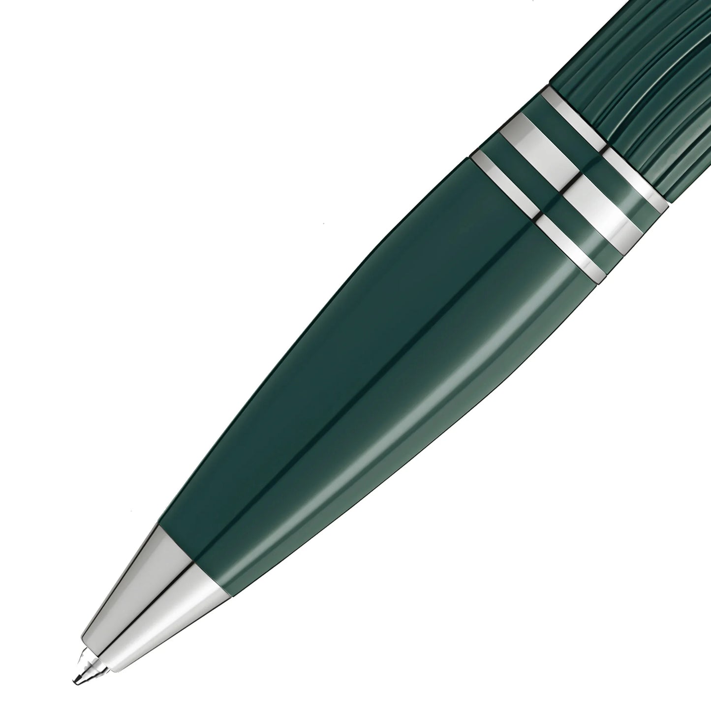 Montblanc Starwalker Polargreen ballpoint pen in dark green with silver accents and ribbed grip captures the magic of the Northern Lights.