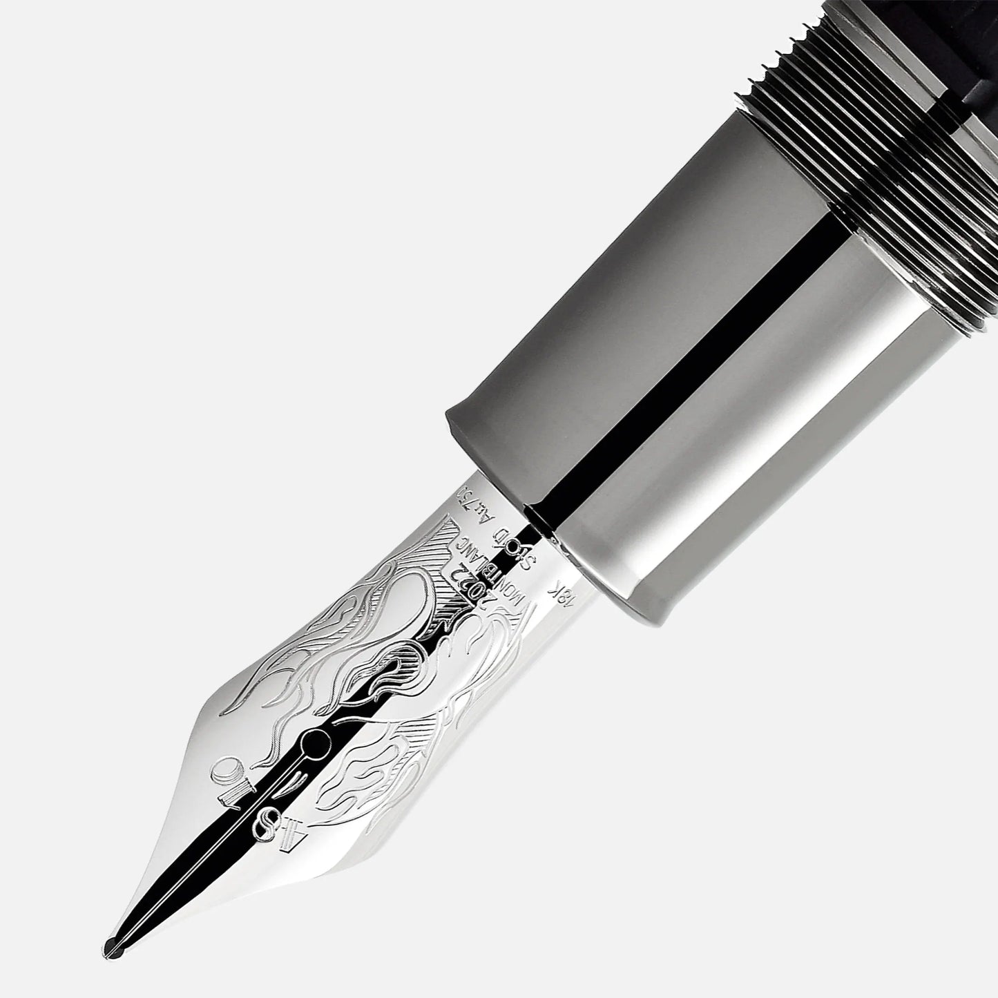 Nib stilografica in argento con incisioni dettagliate montblanc writers edition fratelli grimm limited edition
