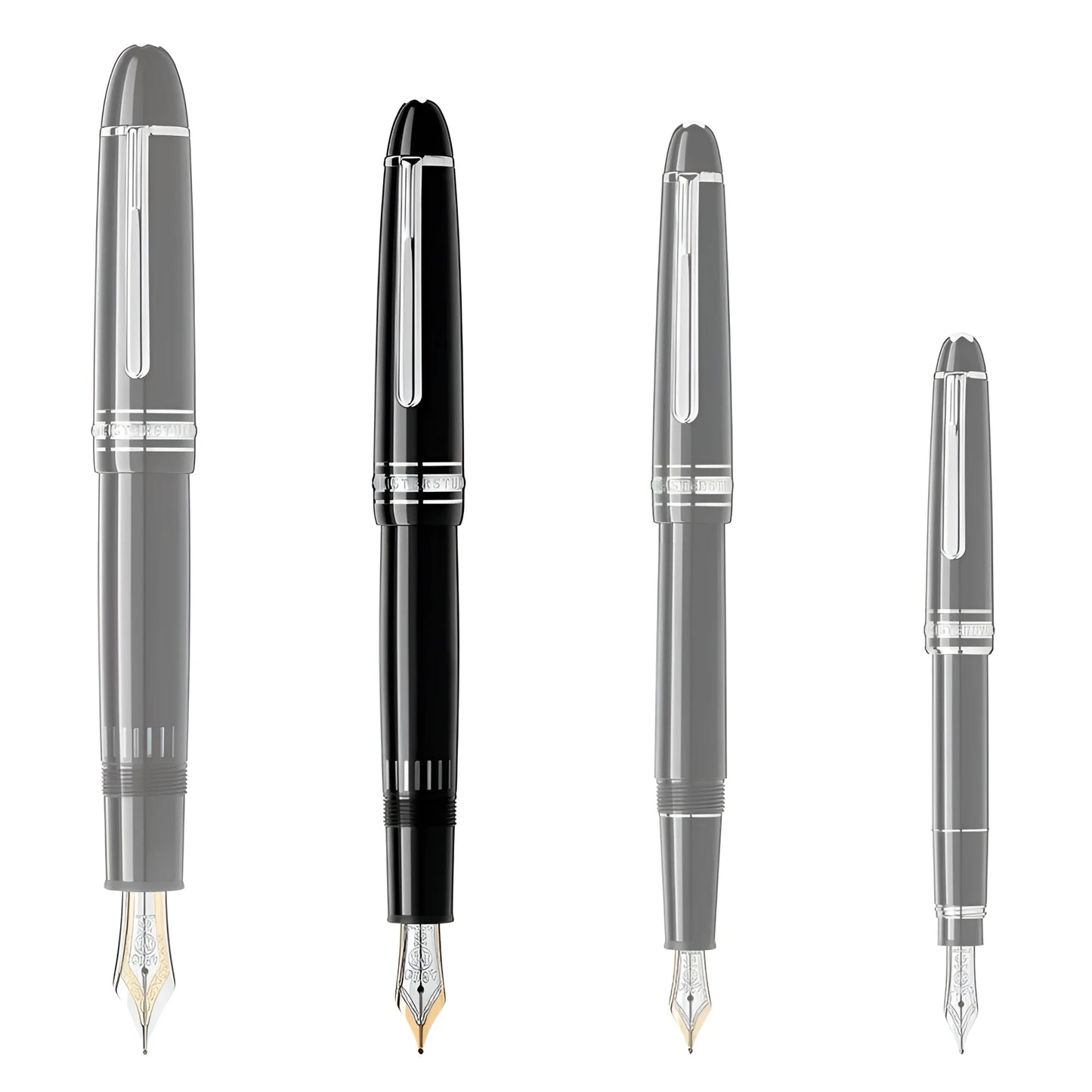 Montblanc stilografica meisterstück platinum legrand punta m 132443 con pregiata resina nera e pennini in oro