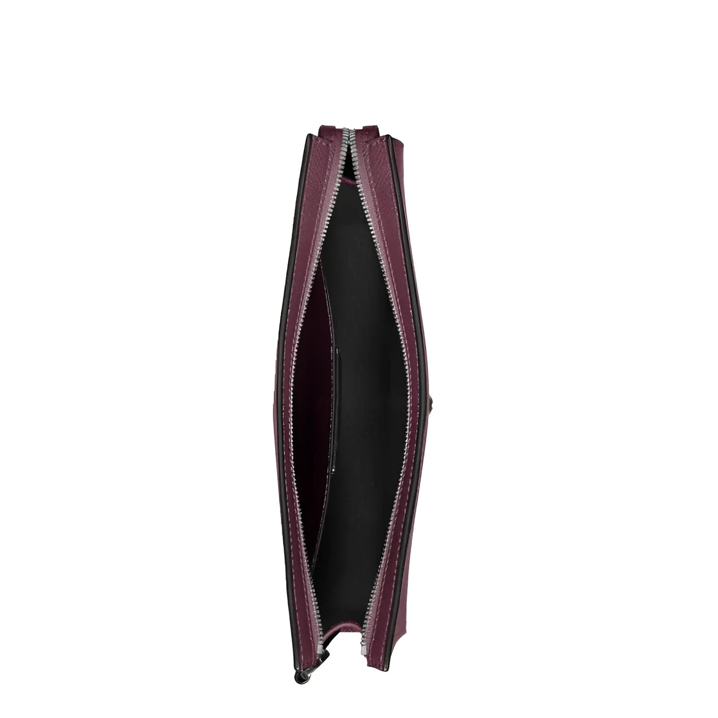Montblanc sartorial pochette cassis 199366 in burgundy leather with silver zip and black interior, refined tailored pochette for everyday essentials
