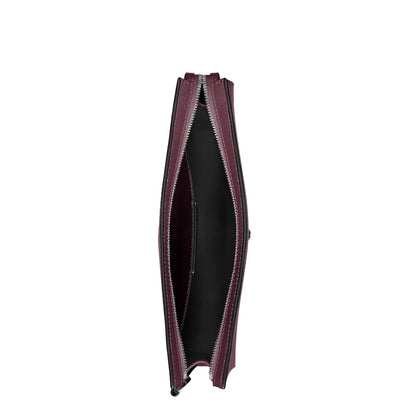 Montblanc sartorial pochette cassis 199366 in burgundy leather with silver zip and black interior, refined tailored pochette for everyday essentials