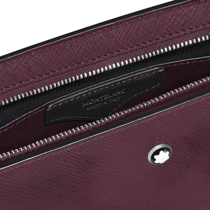 Montblanc sartorial clutch cassis 199366 refined tailored clutch in burgundy leather with black zip and silver emblem