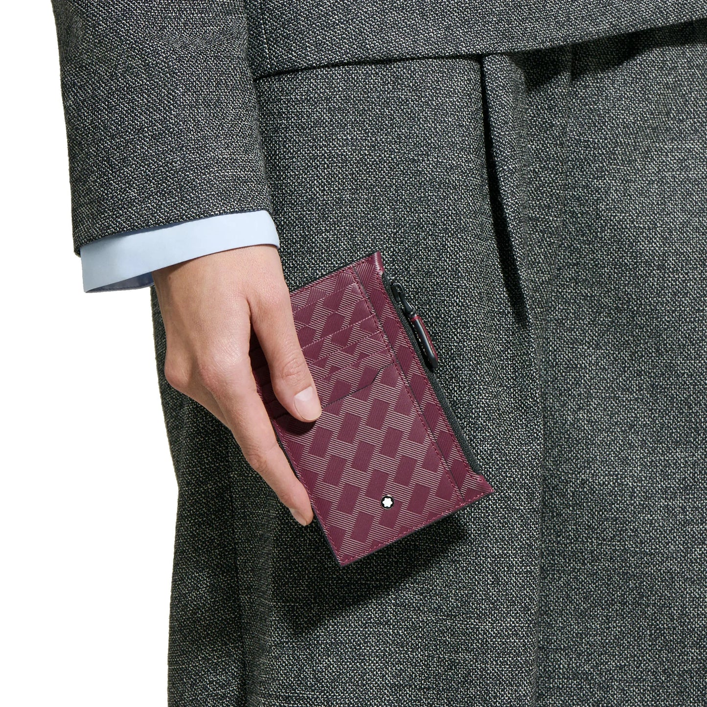 Montblanc Extreme 3.0 Card Holder Burgundy with Geometric Pattern and Silver Logo in Refined Metal
