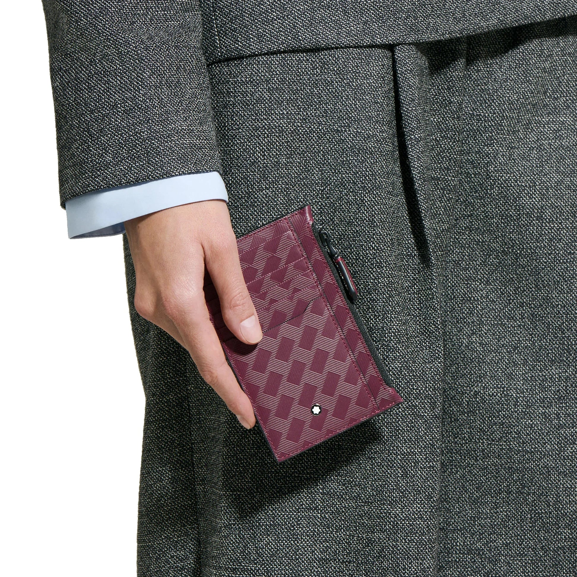 Montblanc Extreme 3.0 Card Holder Burgundy with Geometric Pattern and Silver Logo in Refined Metal