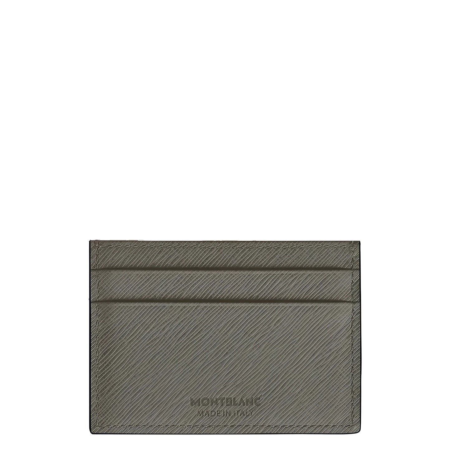 Montblanc Saffiano Leather Card Holder in Medium Grey with 5 Compartments in Structured Olive Green Leather