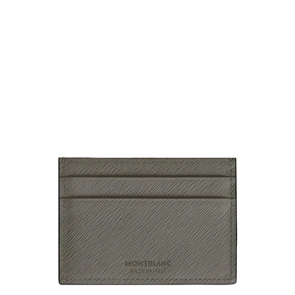 Montblanc Saffiano Leather Card Holder in Medium Grey with 5 Compartments in Structured Olive Green Leather