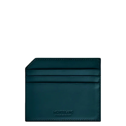 Porta carte montblanc in pelle verde scuro con cuciture precise e logo montblanc inciso modello blu legion