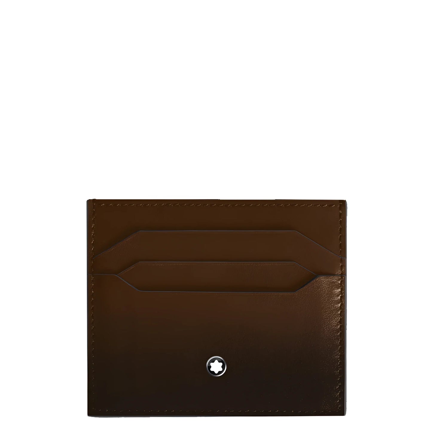 Montblanc porta carte 6 scomparti in pelle meisterstück liscia sfumato marrone con emblema stella argento
