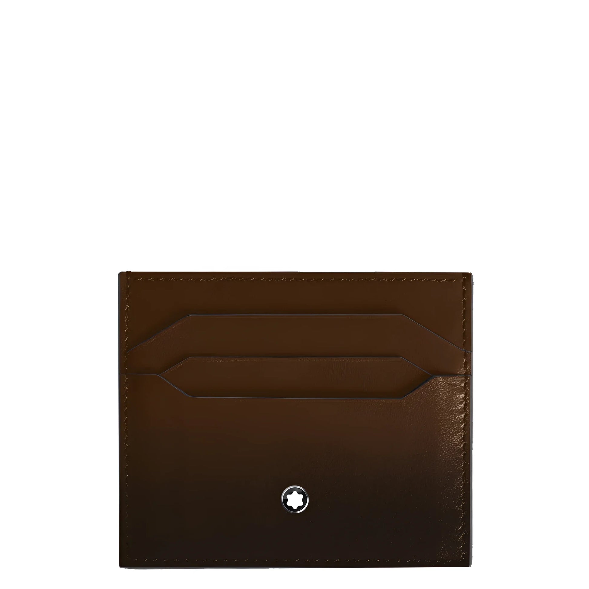 Montblanc porta carte 6 scomparti in pelle meisterstück liscia sfumato marrone con emblema stella argento