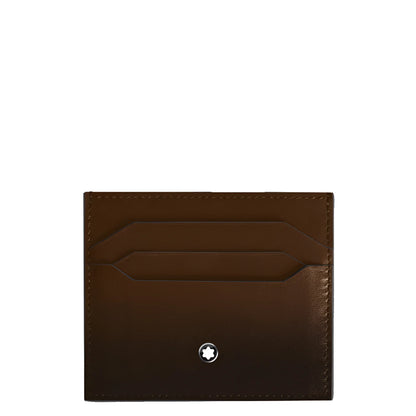 Montblanc porta carte 6 scomparti in pelle meisterstück liscia sfumato marrone con emblema stella argento