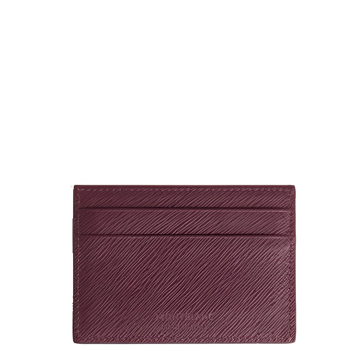 Montblanc multi-file card holder in burgundy saffiano-print leather with a lightly embossed surface and fine stitching