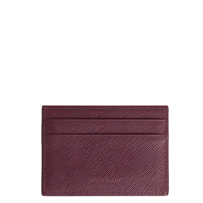 Montblanc multi-file card holder in burgundy saffiano-print leather with a lightly embossed surface and fine stitching