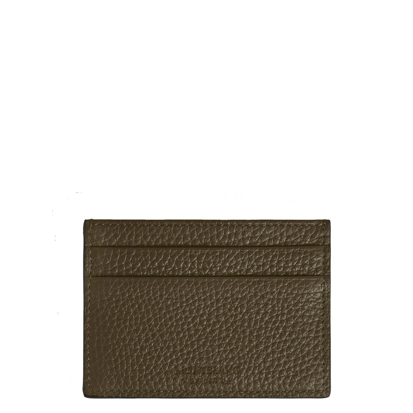 Montblanc 5cc card holder in premium khaki calfskin with stitched edges and three horizontal slots