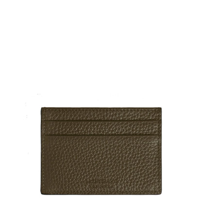 Montblanc 5cc card holder in premium khaki calfskin with stitched edges and three horizontal slots