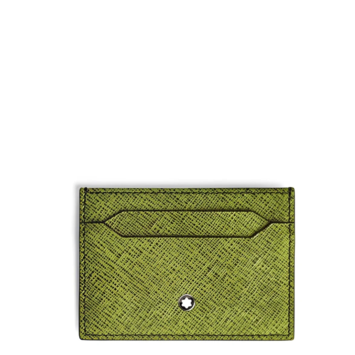Montblanc card holder in saffiano leather with silver star emblem and five compartments, multi-coloured