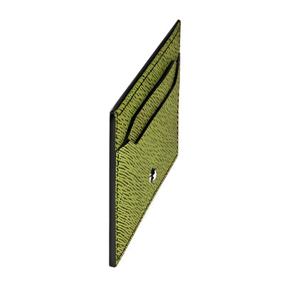 Montblanc multi-file card holder in green saffiano print leather with black edges and sartorial silver closure 5 compartments