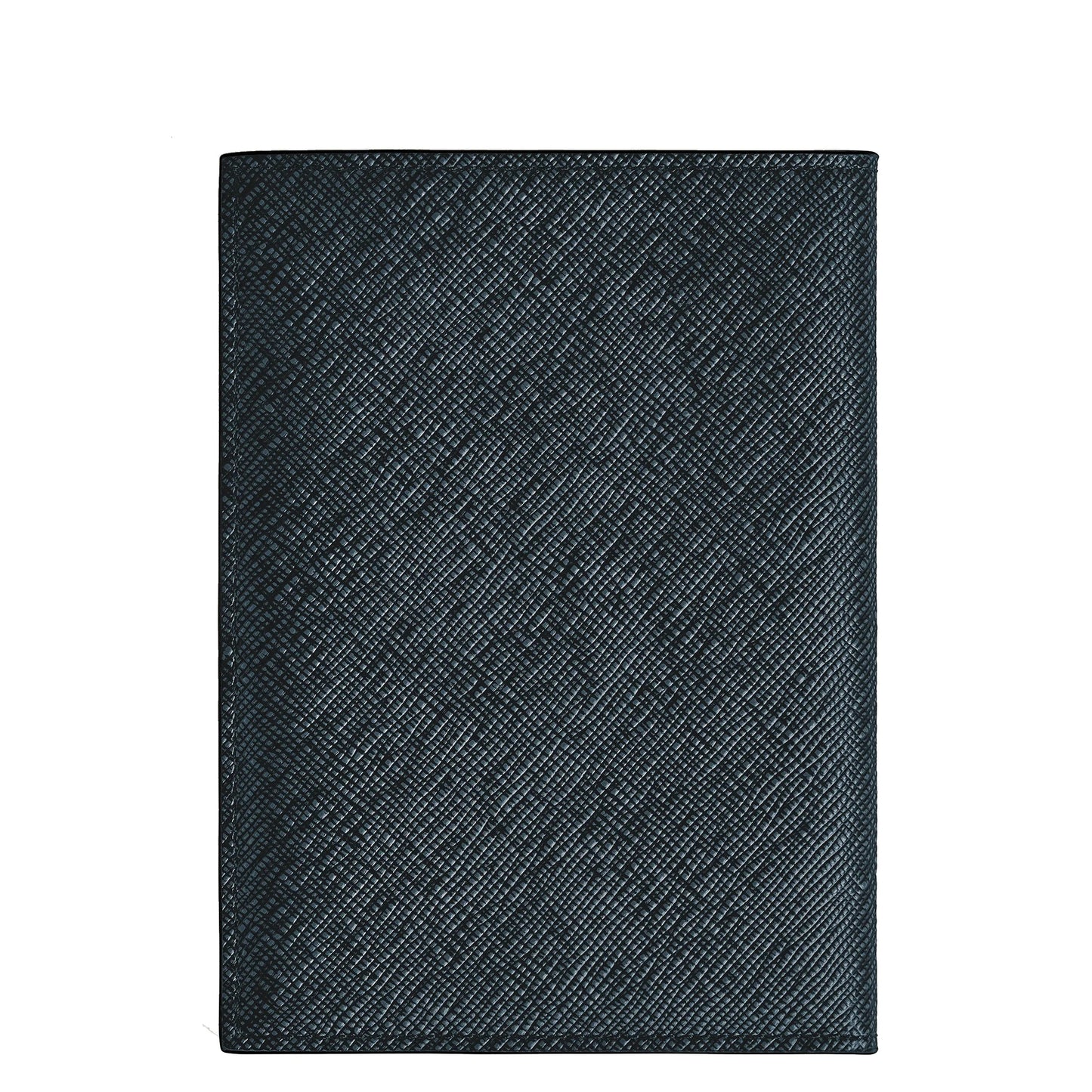 Montblanc Sartorial Passport Cover Embossed Black Leather with Blue Tweed Diagonal Pattern 220433