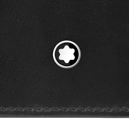 Montblanc passport holder in black leather with silver-coloured six-pointed star emblem in the centre