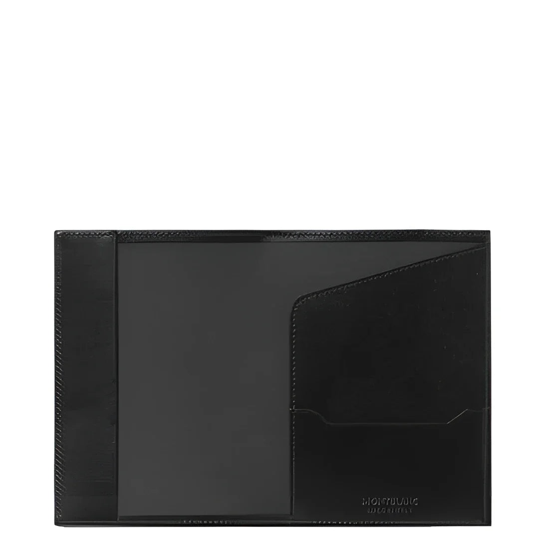 Montblanc Meisterst�ck passport holder in black leather with minimalist design and fine stitching at the edges