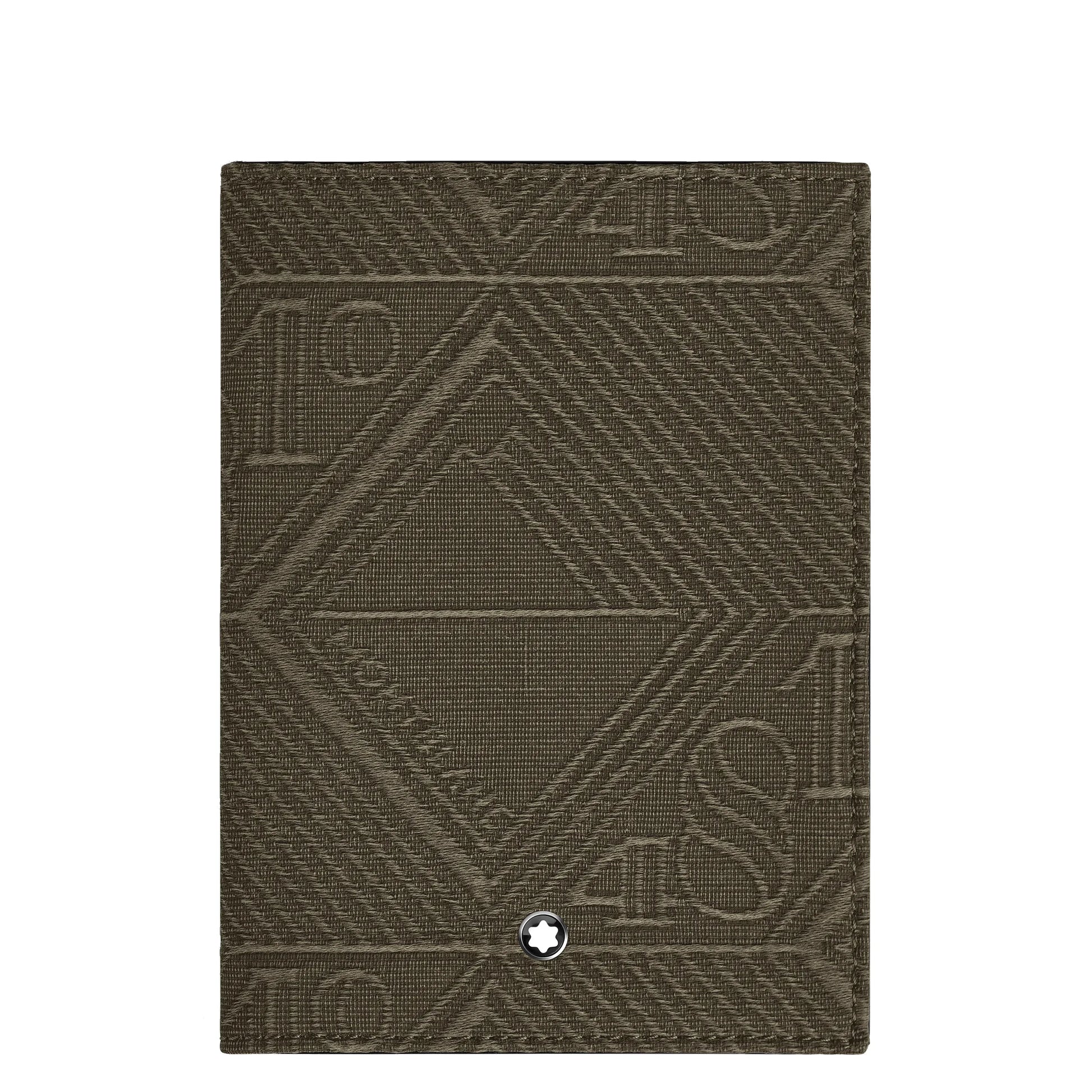 Montblanc Passport Holder Khaki Green with Textured Archives Pattern and Silver Star