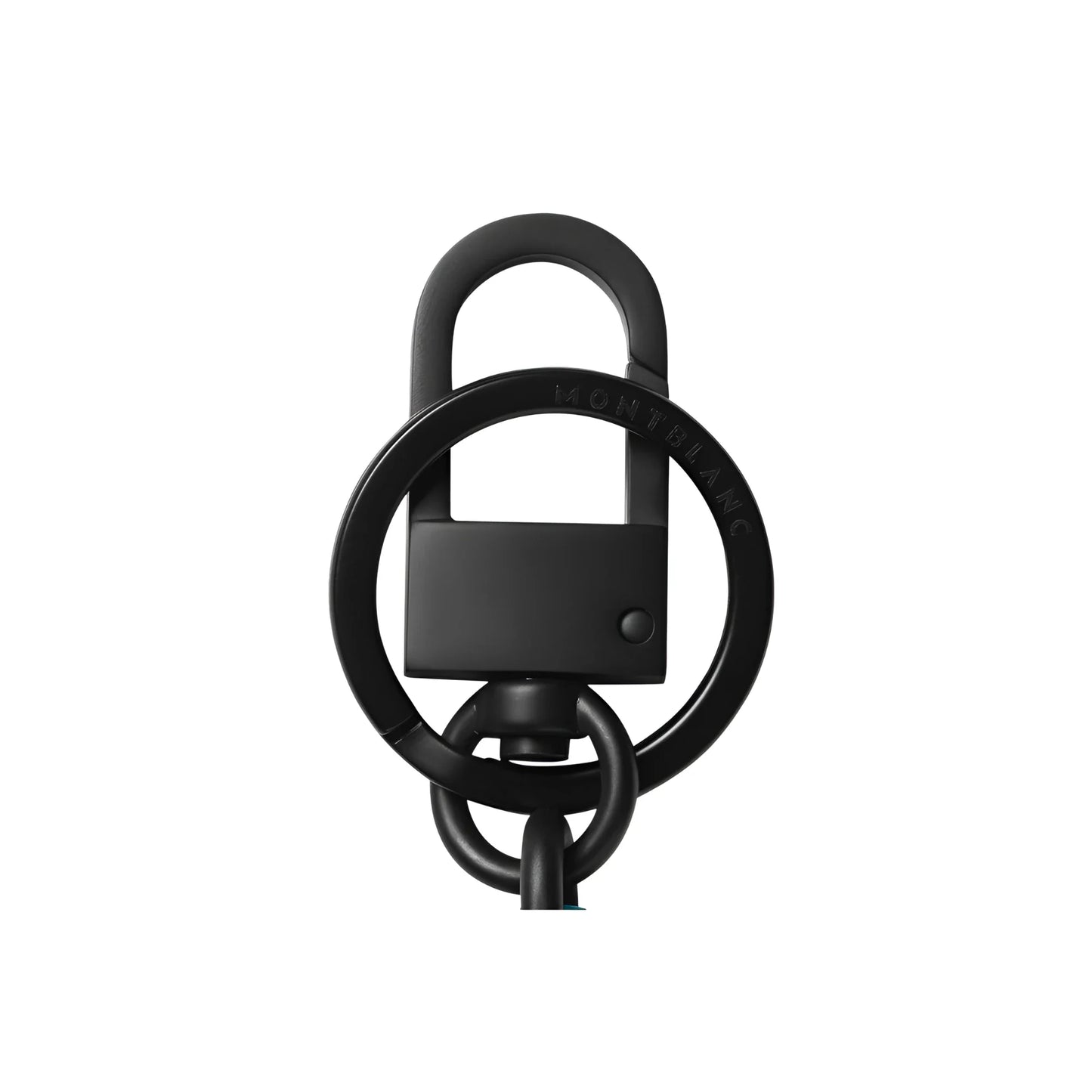 Montblanc Extreme 3.0 Fern Blue Key Ring in matt black metal with minimalist padlock design and Montblanc engraving