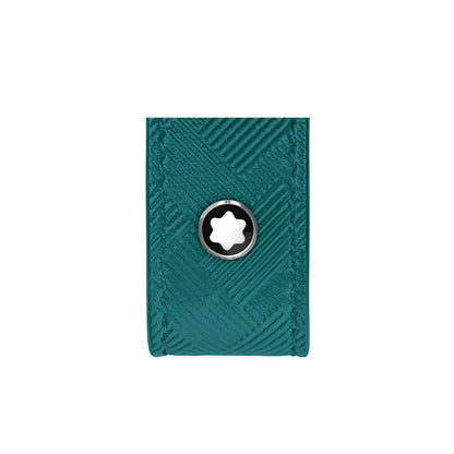 Montblanc Extreme 3.0 Key Ring in Teal Leather with Money Clip and Signature Silver Starburst Logo