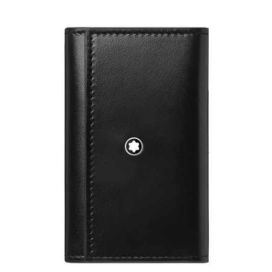 Astuccio portachiavi meisterstück nero in pelle con emblem montblanc argentato centrale modello 198346