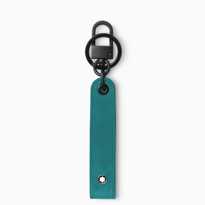 Montblanc Extreme 3.0 Key Ring in Fern Blue Turquoise Herringbone Leather with Black Metal Hardware