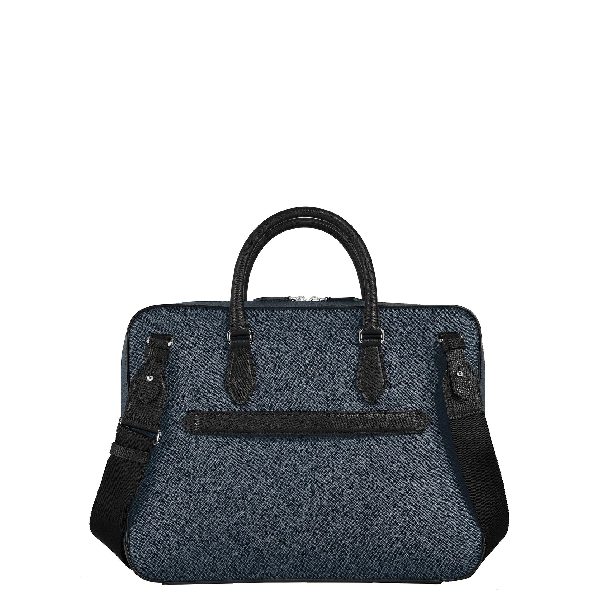 Montblanc Medium Document Case in Blue Tweed with Elegant Presentation Briefcase and Roomy Main Compartment