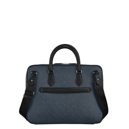 Montblanc Medium Document Case in Blue Tweed with Elegant Presentation Briefcase and Roomy Main Compartment