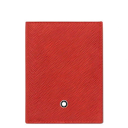 Montblanc Mini Wallet in Coral Saffiano Leather with Coral Saffiano Print and Silver Montblanc Emblem