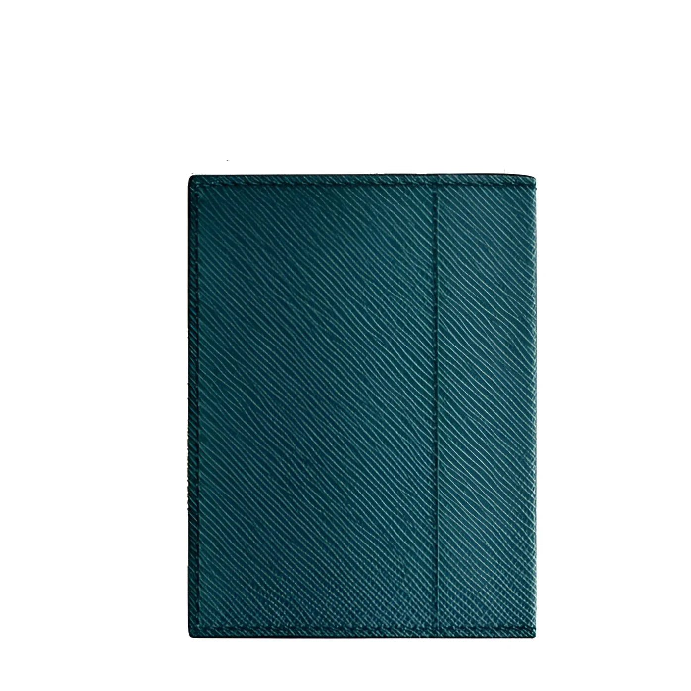 Montblanc Cyprus Blue Mini Wallet in dark teal leather with diagonal cross-pattern texture.