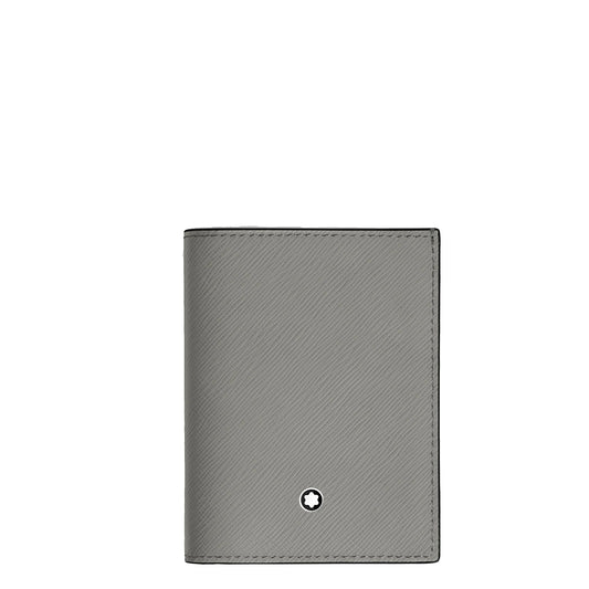 Portafoglio montblanc grigio medio in pelle stampa saffiano con emblematico stella argento per uso elegante