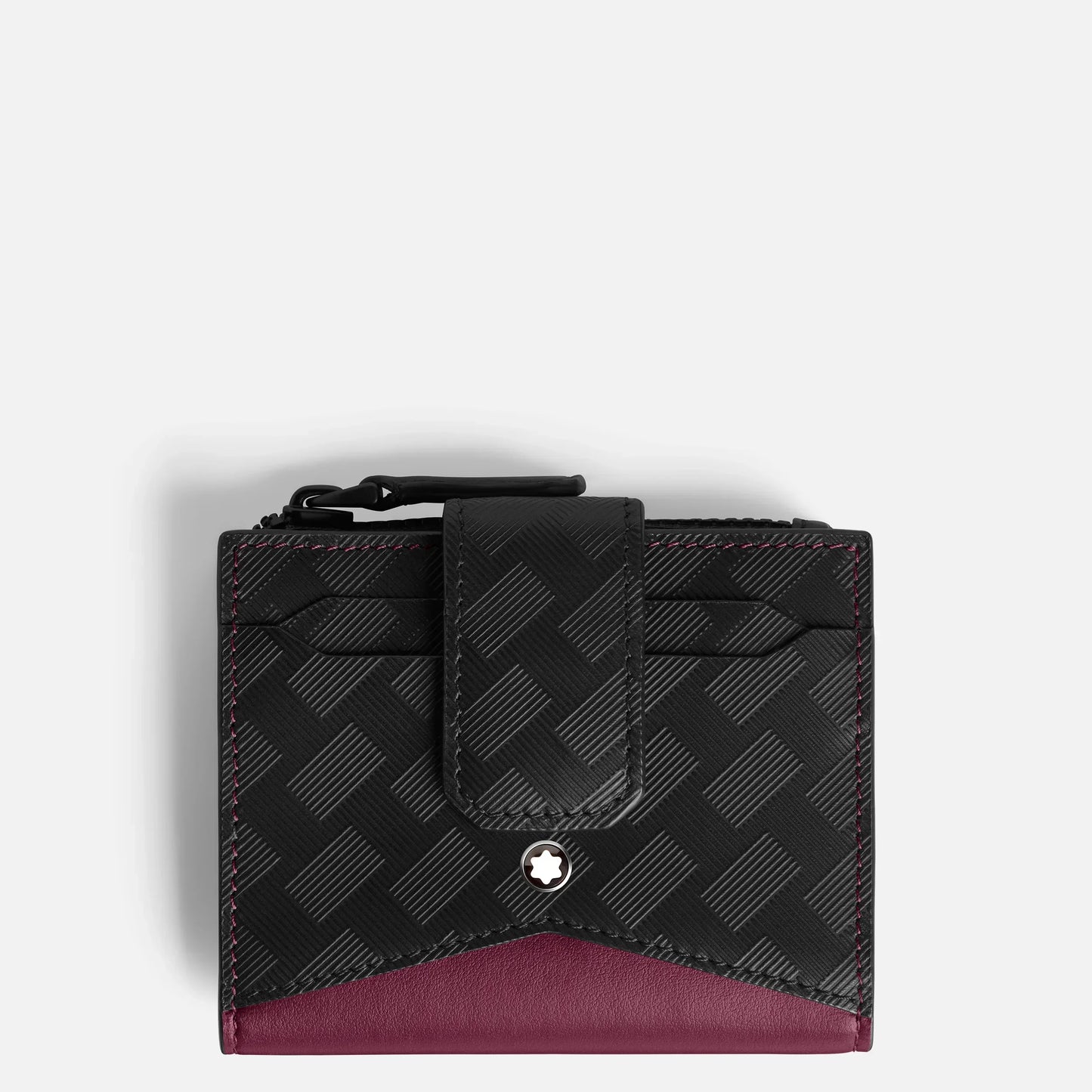 Montblanc Mini Extreme Wallet in Black and Burgundy Leather with Geometric Pattern and Silver Star