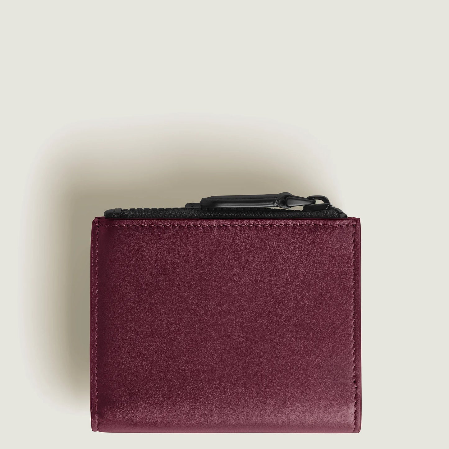 Montblanc Mini Extreme 3.0 Wallet in Burgundy Leather with Black Zip and Precise Stitching in Black Cassis