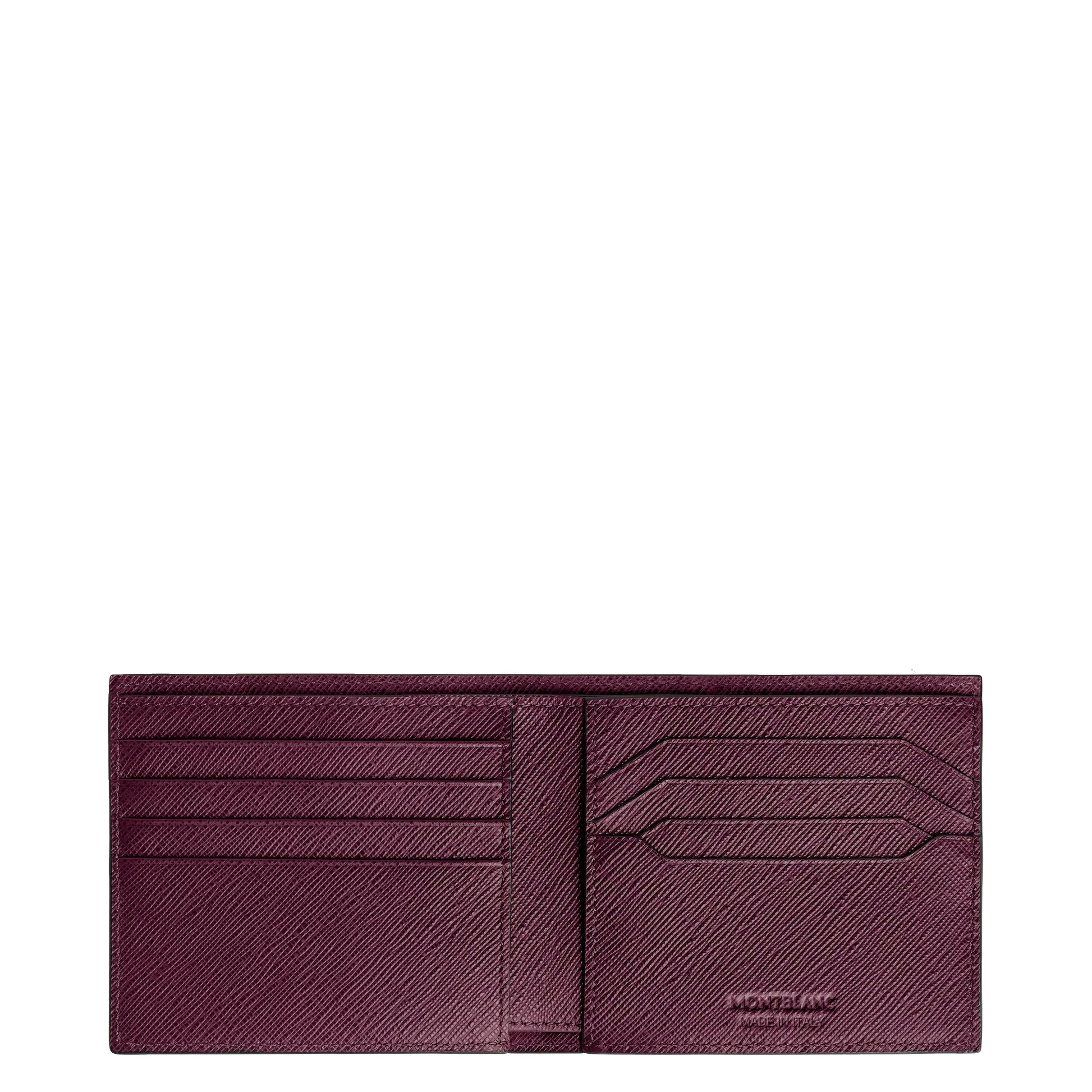 Montblanc Deep Burgundy Wallet in Saffiano Leather with Eight Multi-File Compartments and Precise Stitching