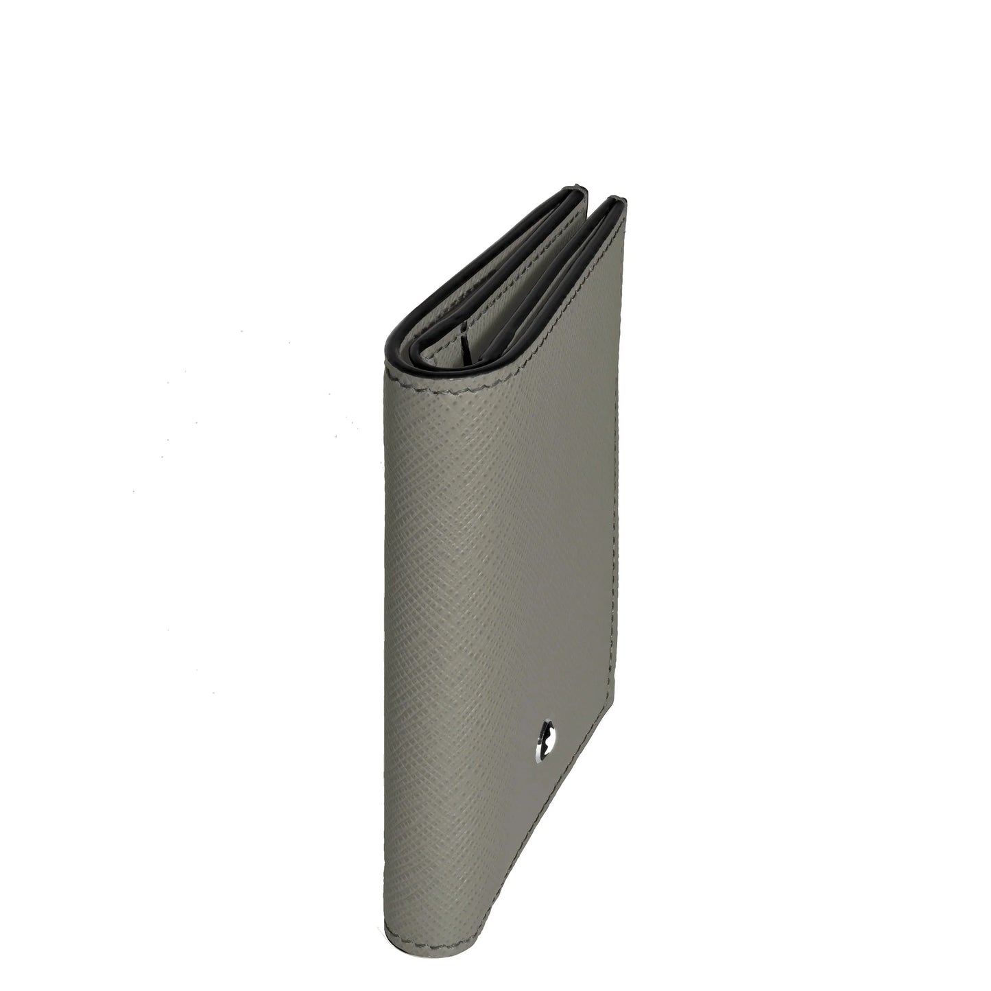 Montblanc Mini Wallet Medium Grey in Saffiano Leather with Black Stitching and Elegant Silver Logo