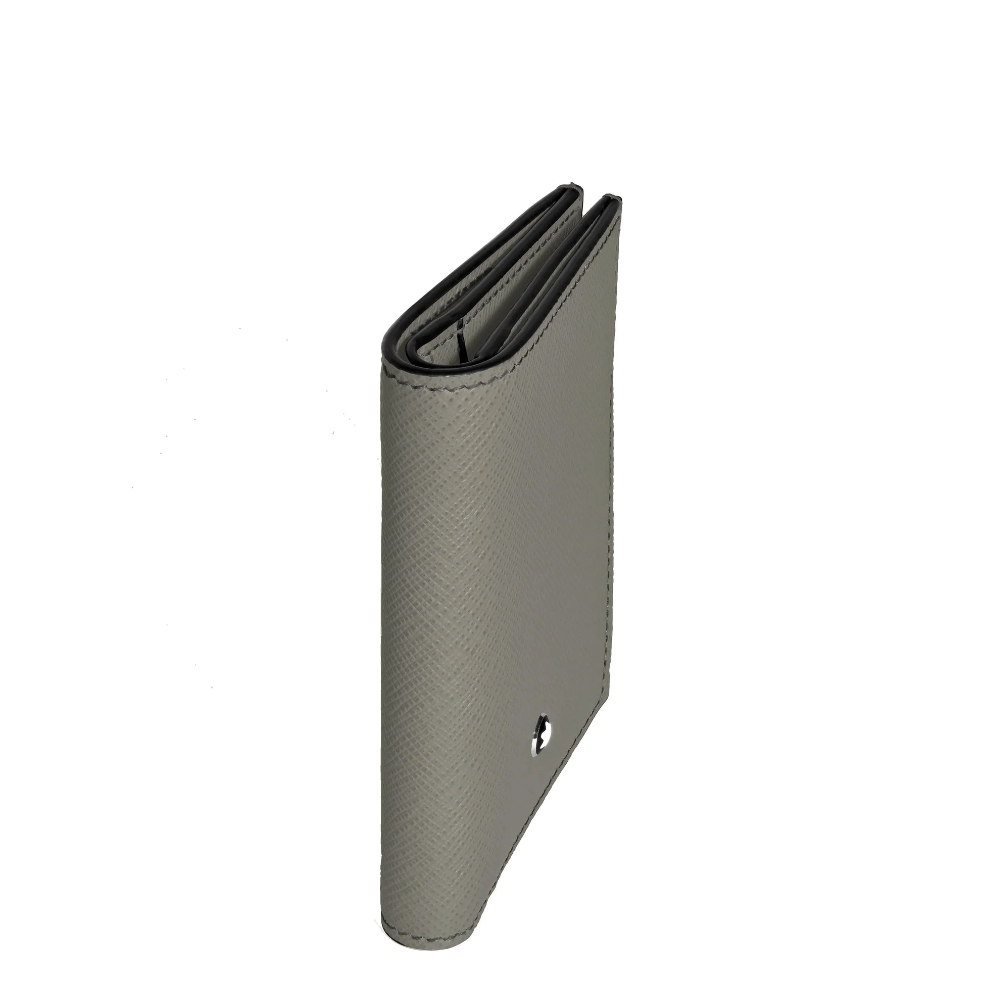 Montblanc Mini Wallet Medium Grey in Saffiano Leather with Black Stitching and Elegant Silver Logo