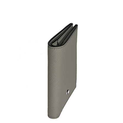 Montblanc Mini Wallet Medium Grey in Saffiano Leather with Black Stitching and Elegant Silver Logo