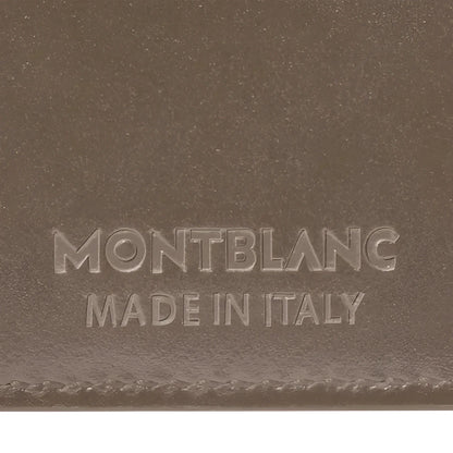 Portafoglio meisterstück montblanc in pelle lucida mastice marrone con tasche extra e branding montblanc made in italy embossato