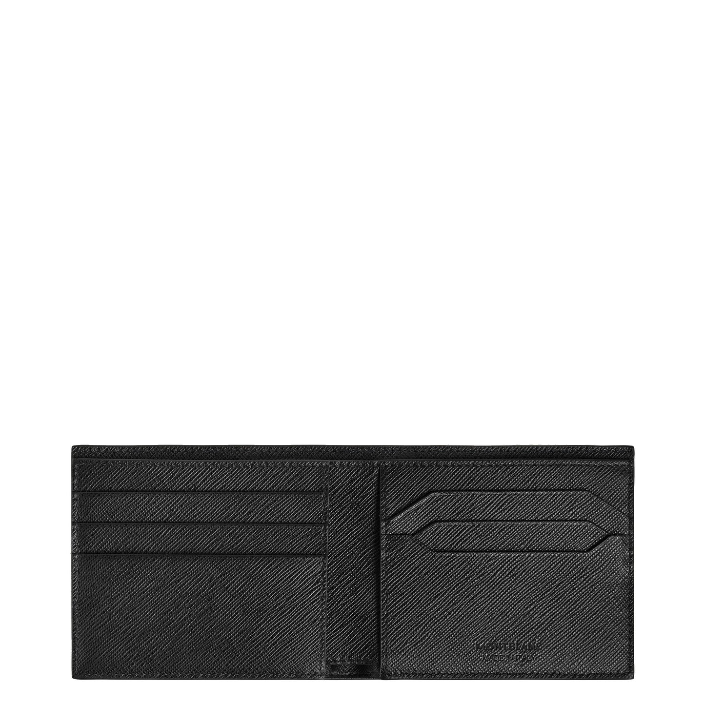Montblanc Two-Tone Embossed Sartorial Leather Wallet in Black with 6 Compartments and Elegant Khaki Tweed
