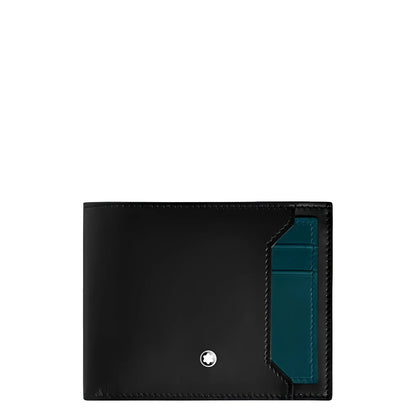 Montblanc wallet in black leather with legion blue interior and removable card holder with silver Montblanc logo