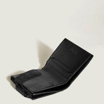 Montblanc Mini Extreme Wallet in Black Cassis Leather with Textured Zip Compartment and Embossed Branding
