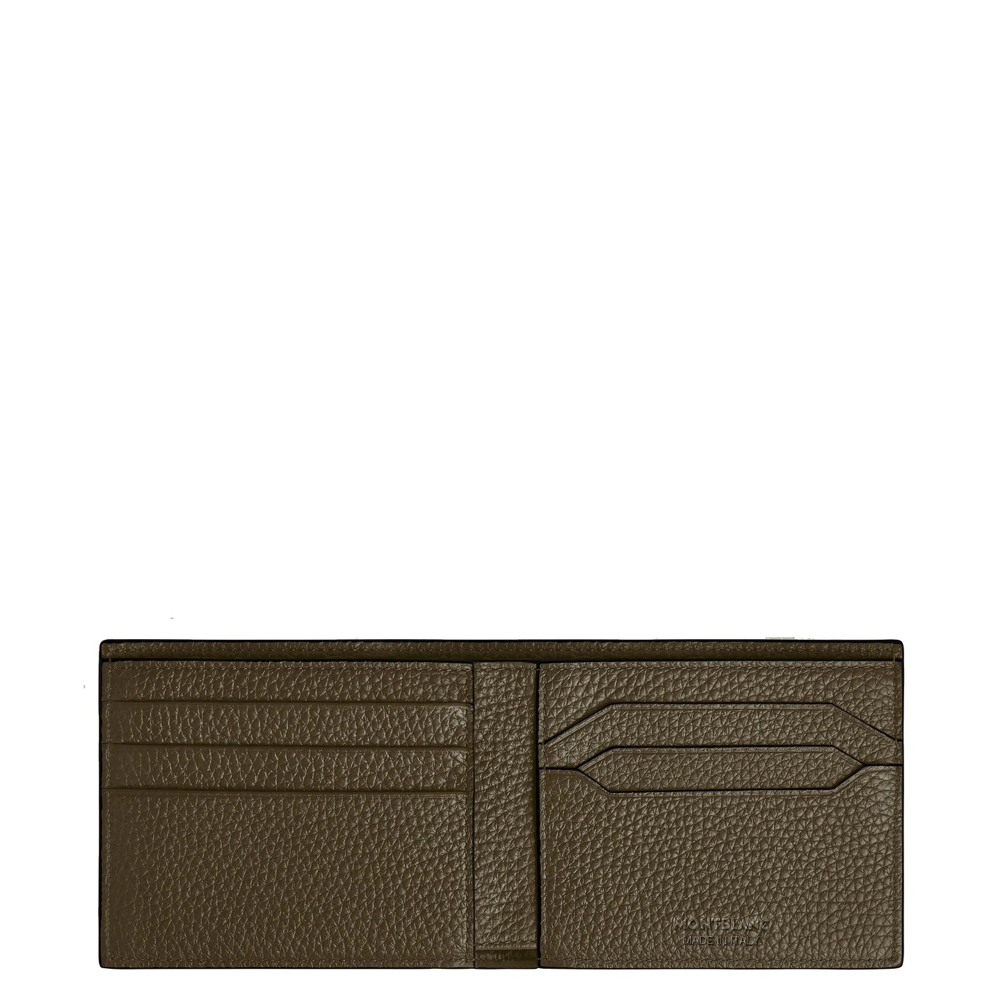Olive green textured leather montblanc wallet 6cc khaki with multiple card slots and subtle embossed logo
