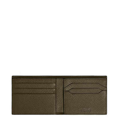 Olive green textured leather montblanc wallet 6cc khaki with multiple card slots and subtle embossed logo