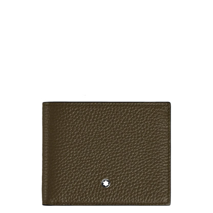 Montblanc 6cc wallet khaki classic bi-fold wallet in olive green leather with silver star emblem