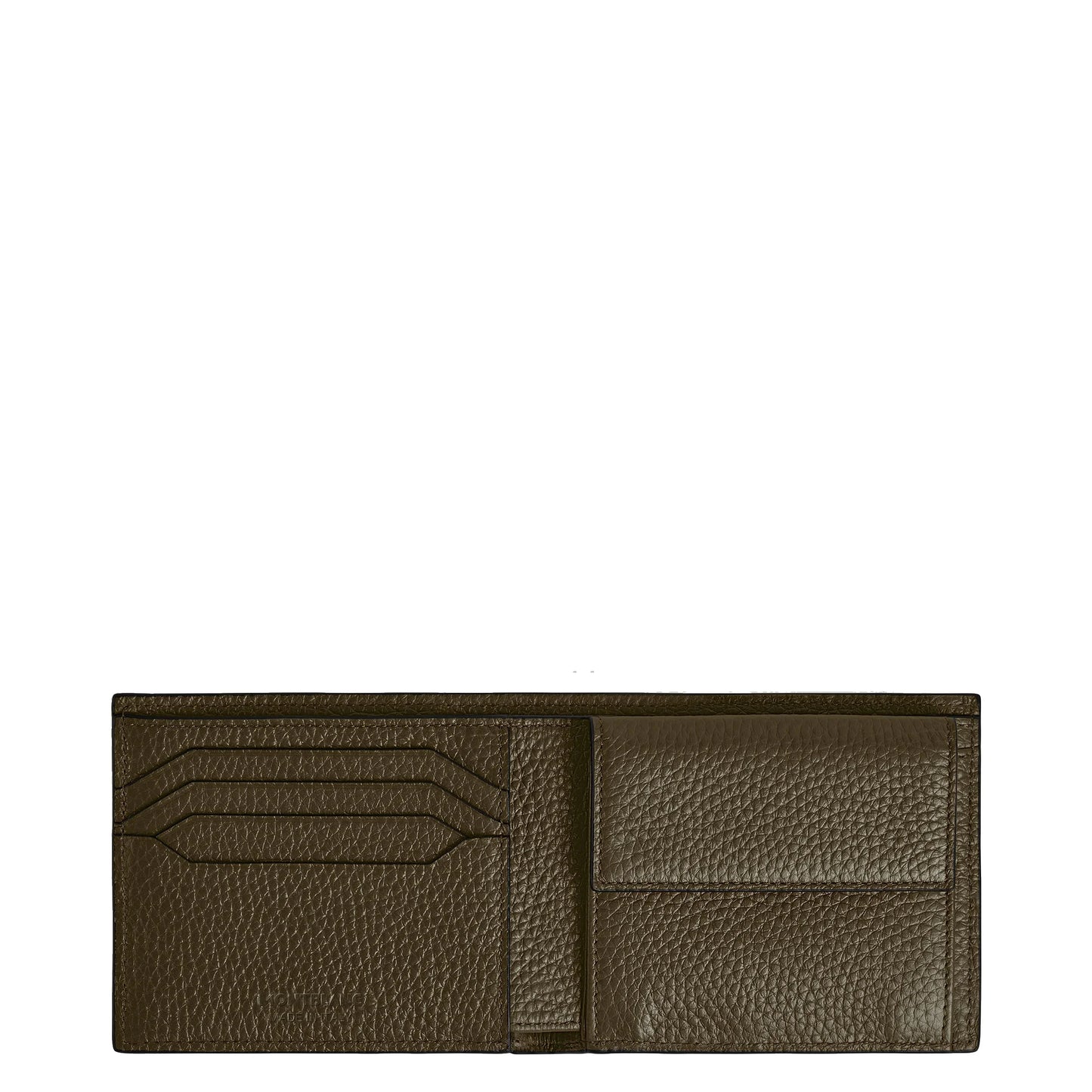 Montblanc Compact Wallet in Khaki Leather combines discreet elegance with compartments and coin pocket.