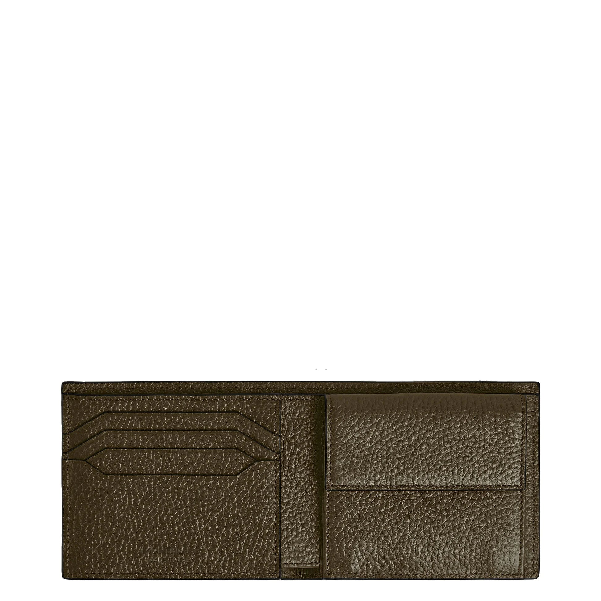 Montblanc Compact Wallet in Khaki Leather combines discreet elegance with compartments and coin pocket.