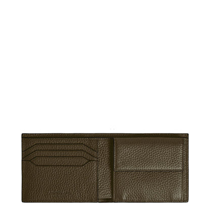 Montblanc Compact Wallet in Khaki Leather combines discreet elegance with compartments and coin pocket.